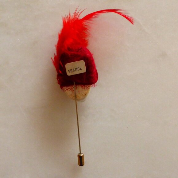 Beautiful Vintage Flapper Stick Pin Brooch 1970s Collectible, Handpainted France - Picture 4 of 7